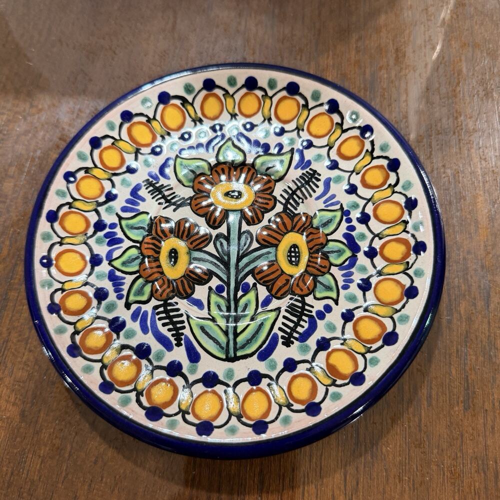 TALAVERA Huerta Amozoc Puebla Mexico POTTERY KITCHEN WALL PLATE 6.5 Inch Decor